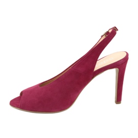 Edeo Sandali in pelle femminile sul tallone Borgogna rosso 2