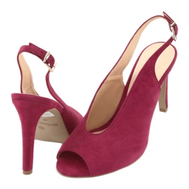 Edeo Sandali in pelle femminile sul tallone Borgogna rosso 4
