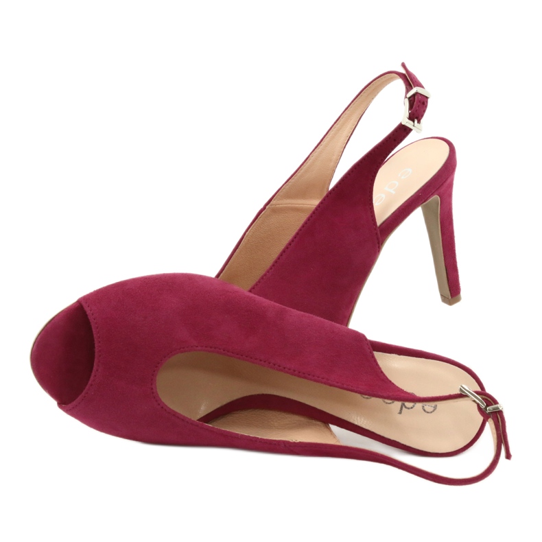 Edeo Sandali in pelle femminile sul tallone Borgogna rosso 6