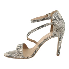 Sandali in pelle su spilla Edeo 3344 serpente/beige grigio 2