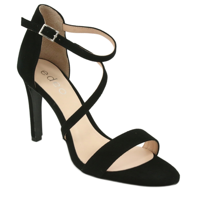 Sandali in pelle nera sul tacco alto Edeo 3344 nero 1