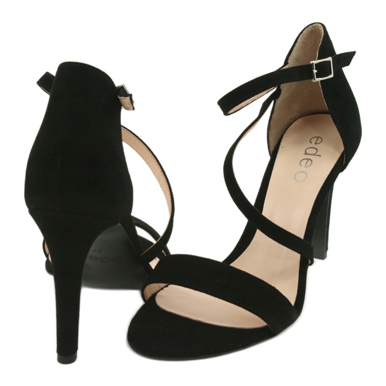 Sandali in pelle nera sul tacco alto Edeo 3344 nero 4