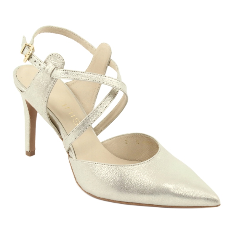 Anis Sandali in pelle femminile strisce di platino dorato 4771 d'oro 1