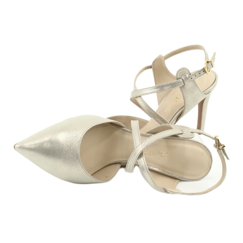 Anis Sandali in pelle femminile strisce di platino dorato 4771 d'oro 5