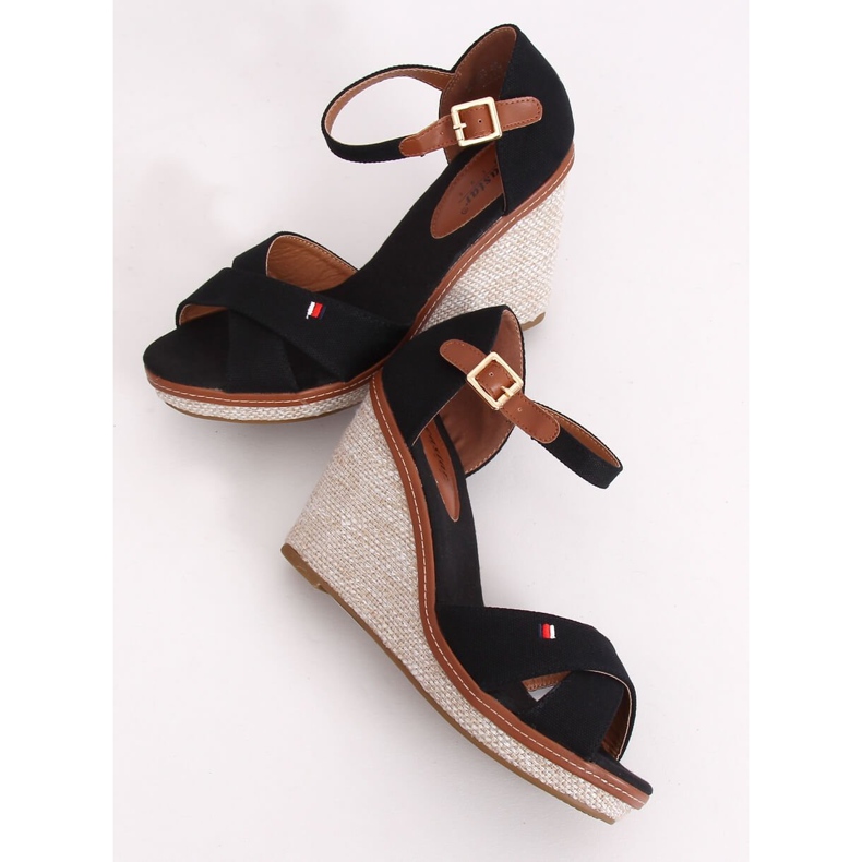 Sandali neri con zeppa R133P Black nero 2