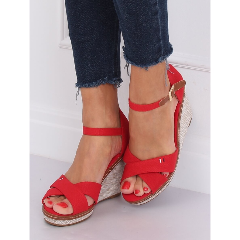 Sandali rossi con zeppa R133P Rosso 1
