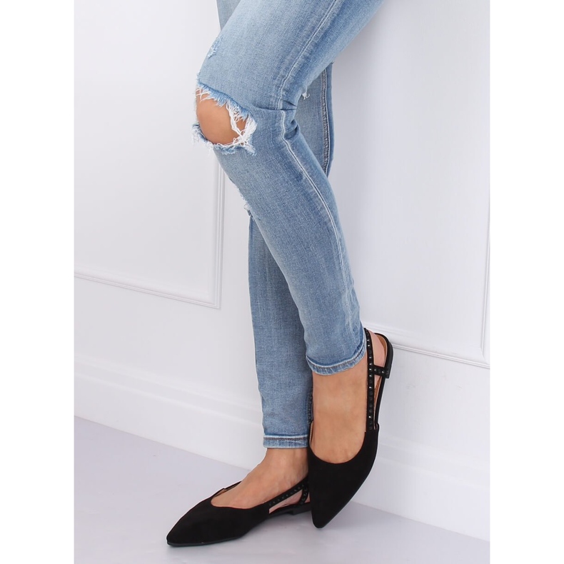 Ballerine nere con tacco aperto YJ335 Black nero 1