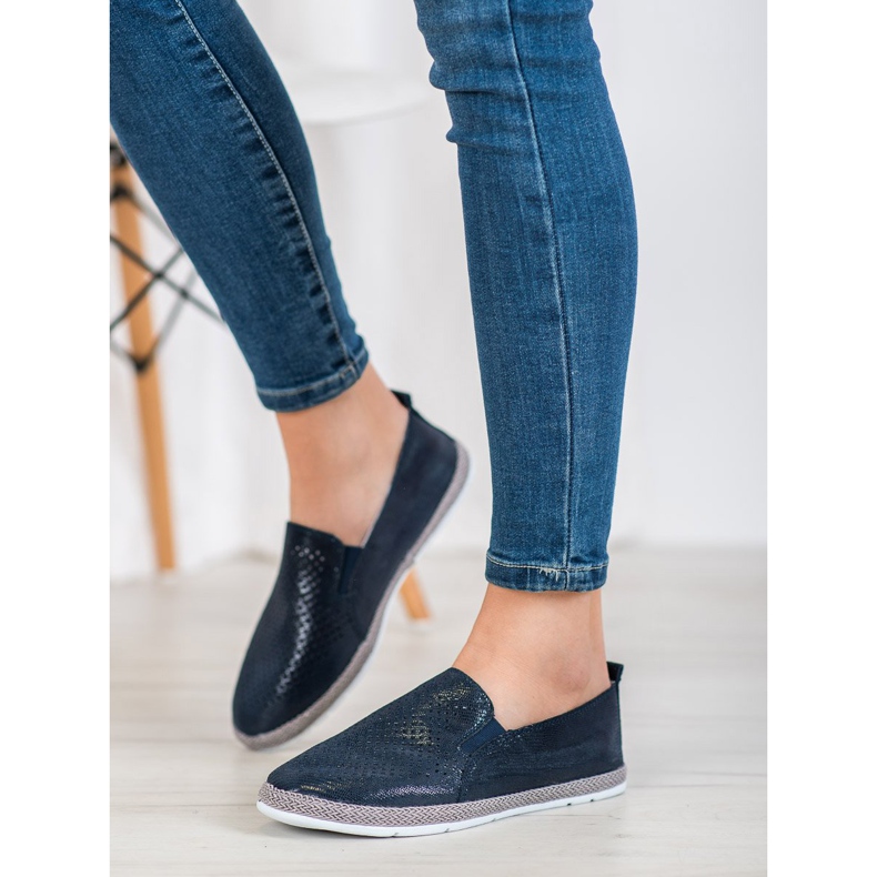 Goodin Espadrillas in pelle traforata blu 2