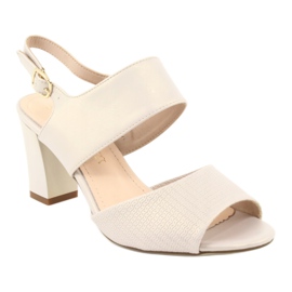 Sergio Leone Sandali di beige perle da donna Sk778 sul palo 1