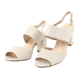 Sergio Leone Sandali di beige perle da donna Sk778 sul palo 3