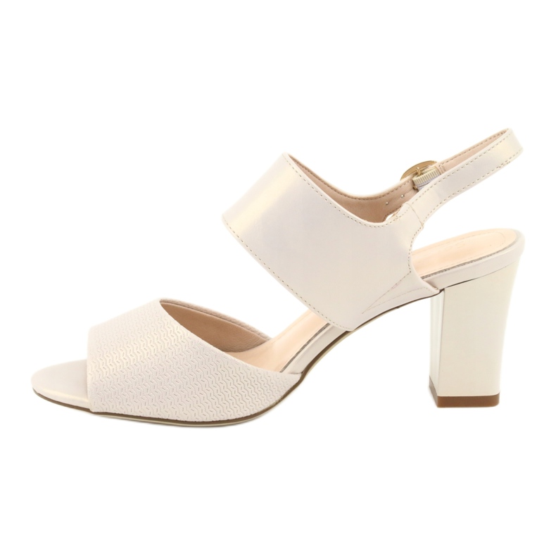 Sergio Leone Sandali di beige perle da donna Sk778 sul palo 2
