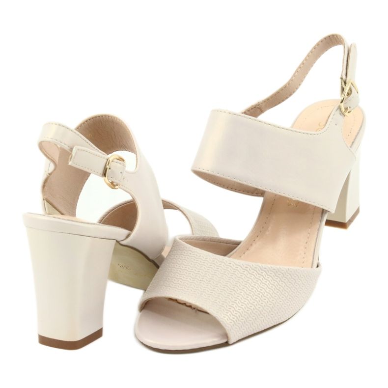 Sergio Leone Sandali di beige perle da donna Sk778 sul palo 4