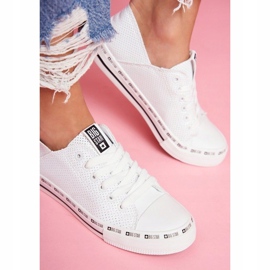 Scarpe da donna bianche, sneakers traforate Big Star FF274024 bianca 1