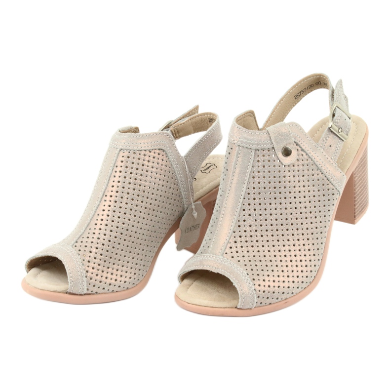Sandali traforati beige / oro Filippo DS757 d'oro 3