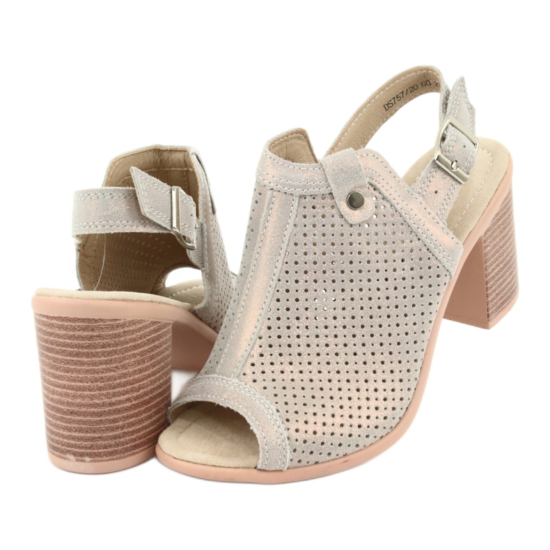 Sandali traforati beige / oro Filippo DS757 d'oro 4