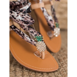 SHELOVET Sandali legati con ananas marrone multicolore 1