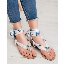 SHELOVET Sandali legati con ananas bianco multicolore 2