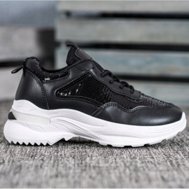 SHELOVET Sneakers alla moda con paillettes nero 1