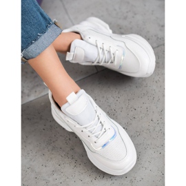SHELOVET Sneakers alla moda con paillettes bianco 1