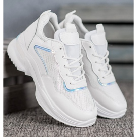 SHELOVET Sneakers alla moda con paillettes bianca 2