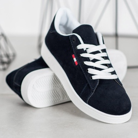 SHELOVET Comode scarpe in ecopelle blu navy 1