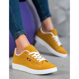 SHELOVET Comode scarpe in ecopelle giallo 1