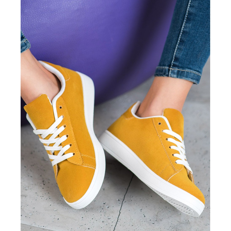 SHELOVET Comode scarpe in ecopelle giallo 2