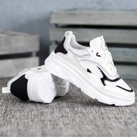 SHELOVET Scarpe da ginnastica bianche alla moda bianca nero 1