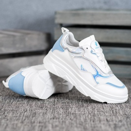 SHELOVET Scarpe da ginnastica bianche alla moda bianco blu 1
