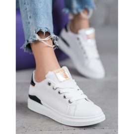 SHELOVET Scarpe sportive in ecopelle bianco nero 2