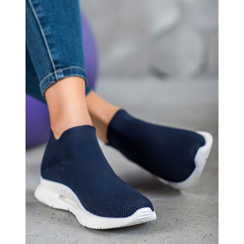 SHELOVET Scarpe slip-on in tessuto blu 2