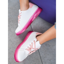 SHELOVET Scarpe Con Suola Neon bianca rosa 1
