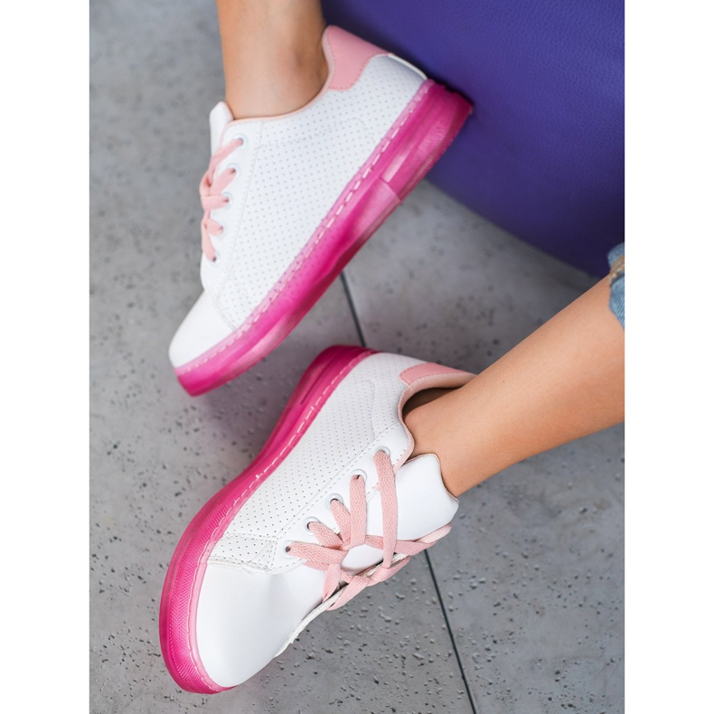 SHELOVET Scarpe Con Suola Neon bianco rosa 1