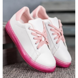 SHELOVET Scarpe Con Suola Neon bianca rosa 2