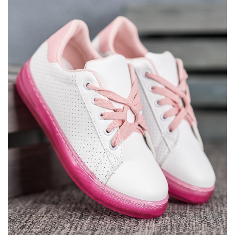 SHELOVET Scarpe Con Suola Neon bianco rosa 2