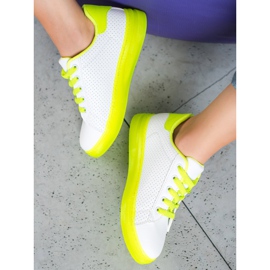 SHELOVET Scarpe Con Suola Neon bianca giallo 2