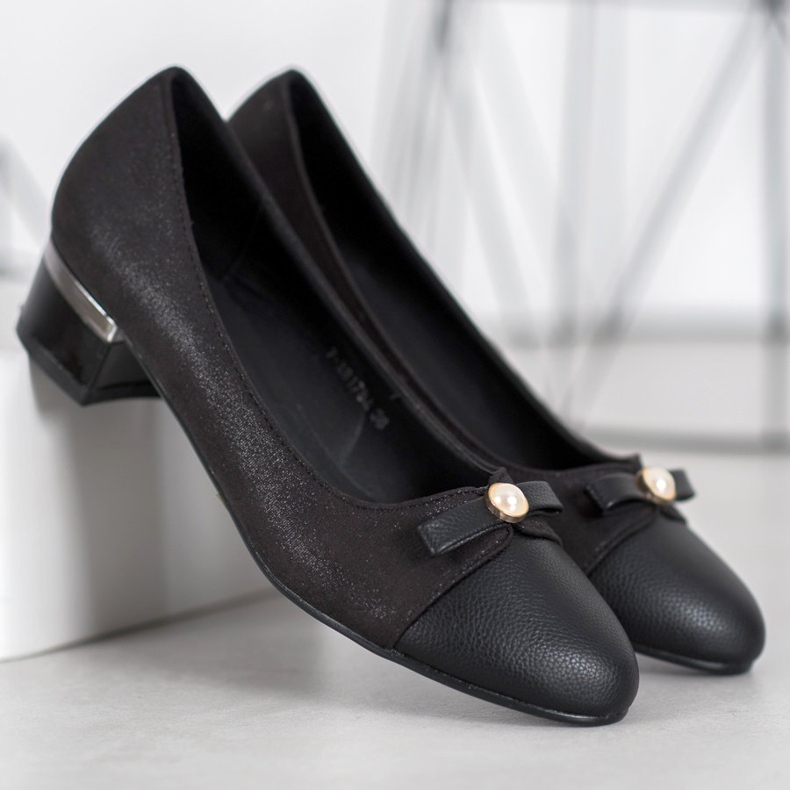 SHELOVET Décolleté eleganti con perla nero 1