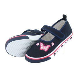 Ballerine a farfalla dell'Atletico con sottopiede in pelle blu navy rosa 4