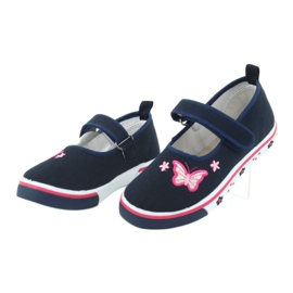 Ballerine a farfalla dell'Atletico con sottopiede in pelle blu navy rosa 3