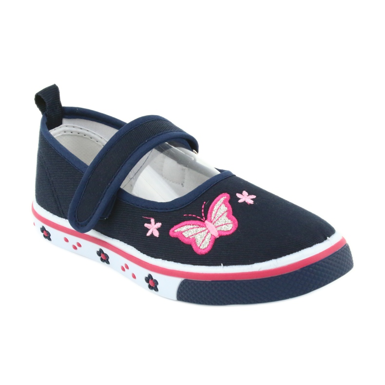 Ballerine a farfalla dell'Atletico con sottopiede in pelle blu navy rosa 1