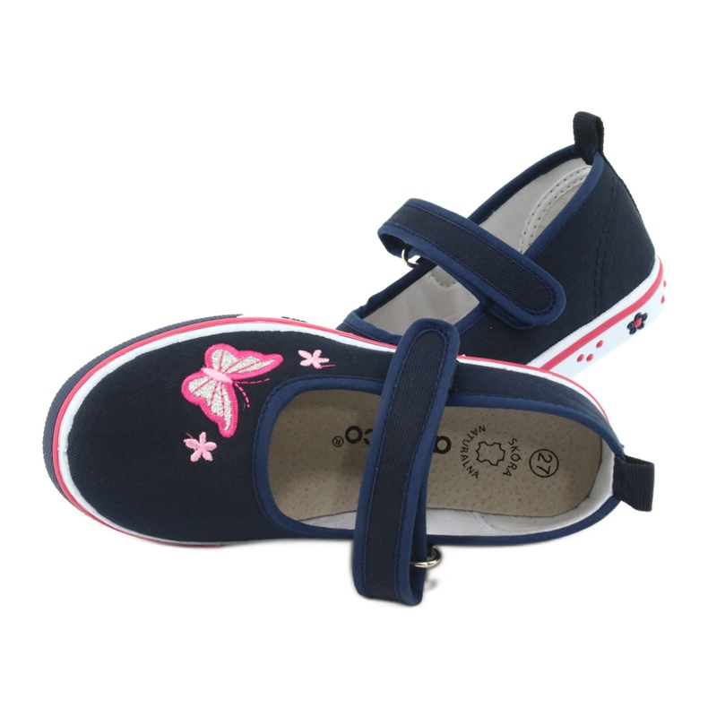 Ballerine a farfalla dell'Atletico con sottopiede in pelle blu navy rosa 5