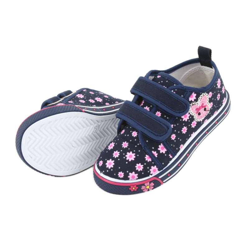 Sneaker Atletico daisy velcro blu navy rosa 4