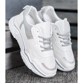 SHELOVET Sneakers Sulla Piattaforma Con Glitter bianco 2