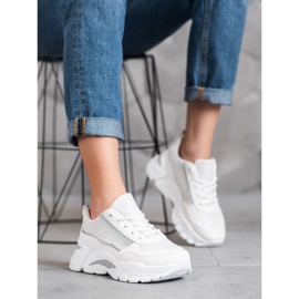 SHELOVET Sneakers Alla Moda Con Glitter bianca 2