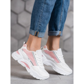 SHELOVET Sneakers Alla Moda Con Glitter bianco rosa 2