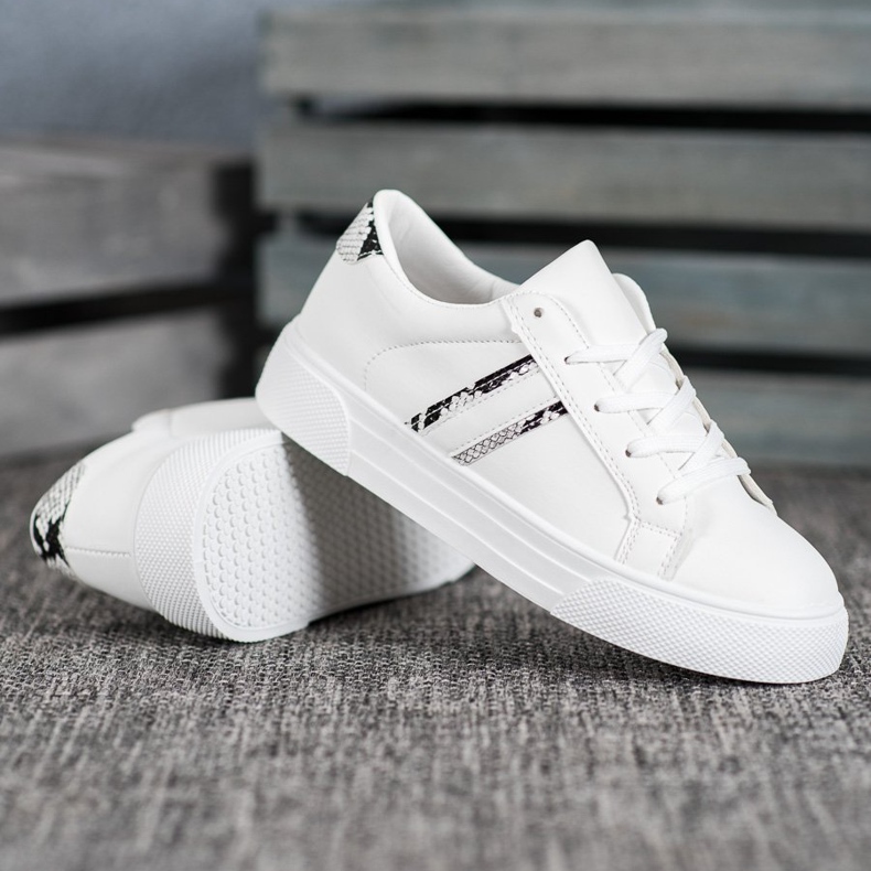 SHELOVET Scarpe sportive in ecopelle bianco 2
