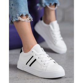 SHELOVET Scarpe sportive in ecopelle bianca 2