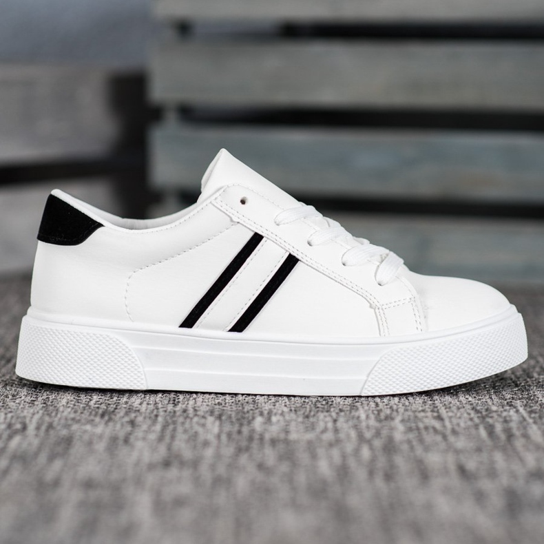 SHELOVET Scarpe sportive in ecopelle bianca 1