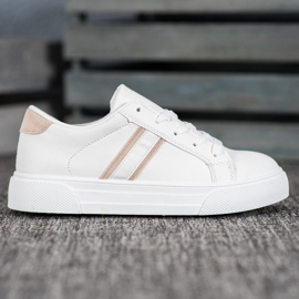 SHELOVET Scarpe sportive in ecopelle bianca 2