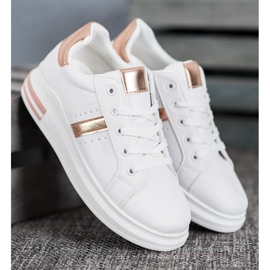SHELOVET Scarpe sportive con inserti dorati bianca 2